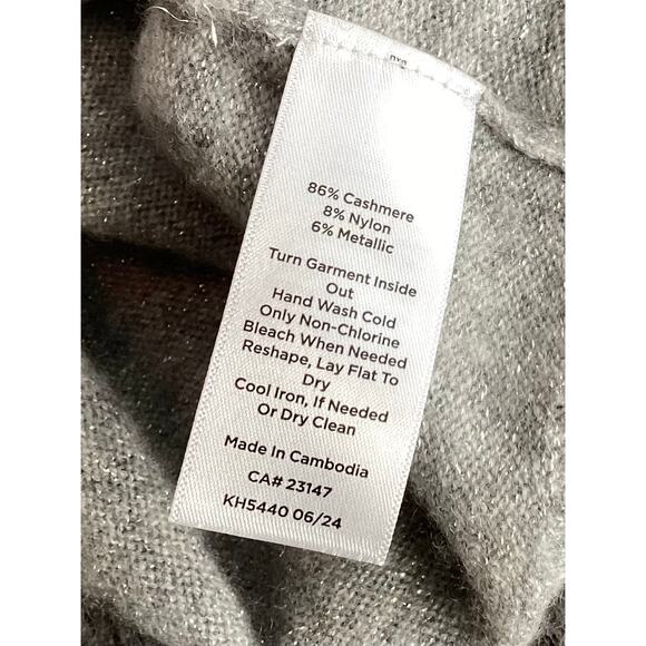 Talbots Women Cashmere Turtleneck Pullover Knit Sweater Metallic Gray Size Small - Picture 7 of 8
